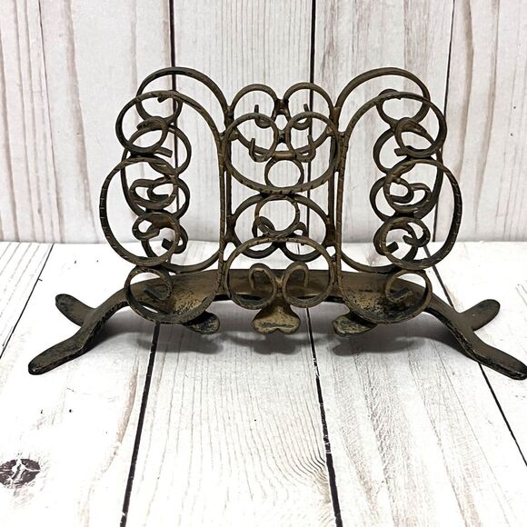 Vintage Rustic Cast Iron Metal Napkin Holder Kitchen Made In Spain - Picture 1 of 8